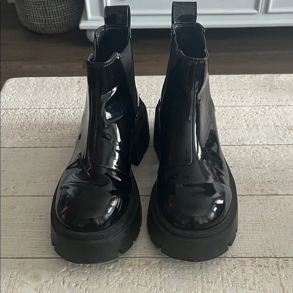 H&M Glossy Black Ankle Boots
